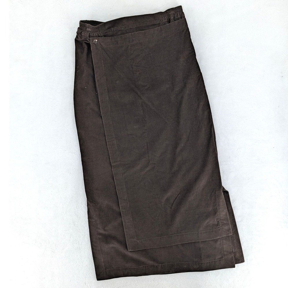 Eskandar Cotton Cashmere Corduroy Midi Skirt Brown Elastic Waist Bergdorf Size 1